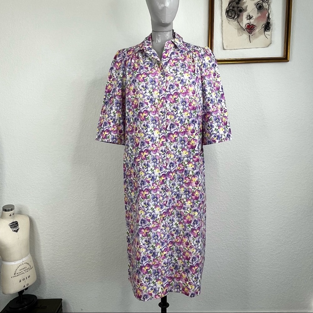 Pansy Gathered Shoulder Patch PocKet House Coat Robe - Picture 3 of 8